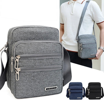 Men's Shoulder Bag Business Leisure Large Capacity Portable Handbag Zipper Multi Layer Waterproof Summer Male's Crossbody Bags