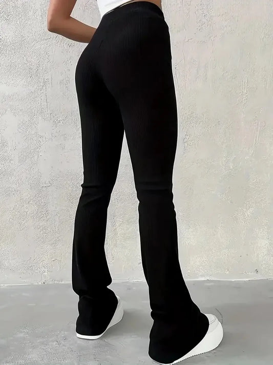 High Waist Pants, Elegant Flare Leg Pants With High Elasticity and Bottom