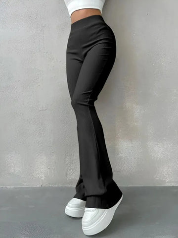 High Waist Pants, Elegant Flare Leg Pants With High Elasticity and Bottom